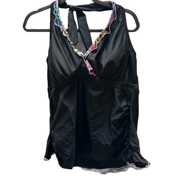 Island Escape Swim Top Mariposa Halterkini Tankini Rainbow Ruffle Trim 6 - Picture 4 of 5